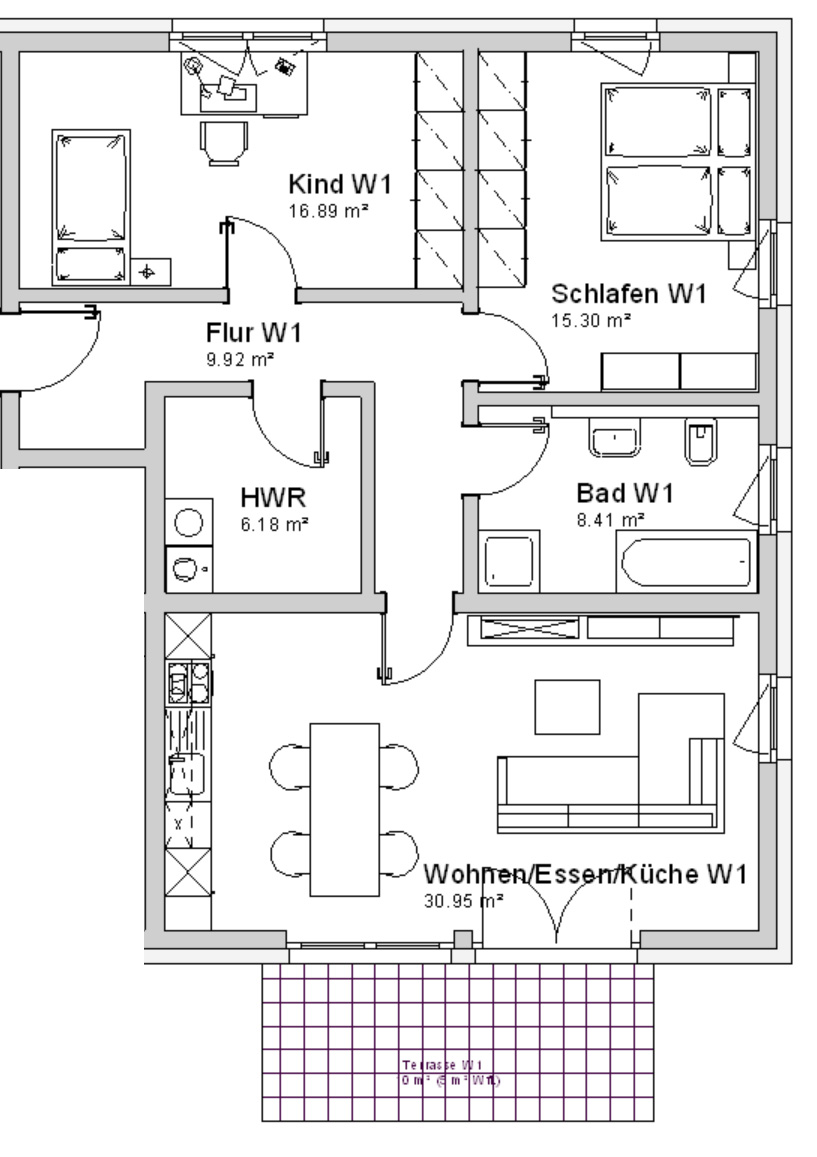Wohnung 1 -  92 qm Wohnfläche